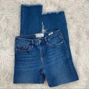 Free People Rita Crop Flare Raw Hem High arise Denim Jeans Women’s Size 27